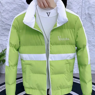 精神小伙棉服外套男冬季撞色痞帅立领男士棉衣保暖加厚韩版棉袄