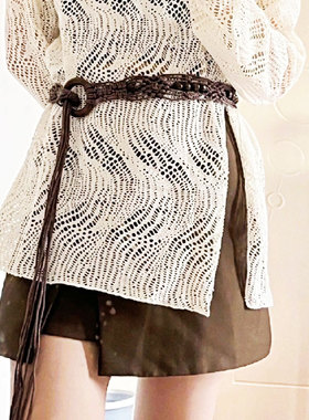 女士蜡绳手工编织串珠木扣民族风