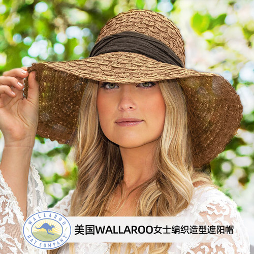 美国女士沙滩出游可随意折叠草帽