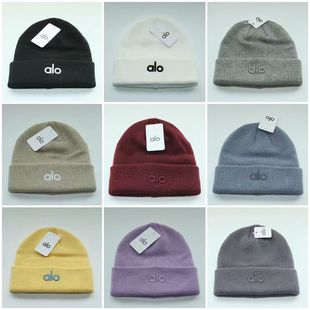 休闲情侣冷帽 针织帽男女刺绣圆顶弹力毛线帽冬季 官网正品 ALO时尚