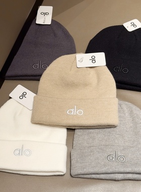 官网正品ALO多色针织帽子弹力时尚冬季毛线冷帽保暖男女字母刺绣