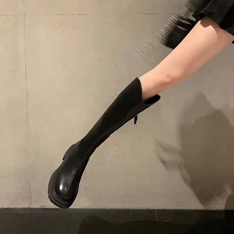 长靴女2025秋季新款V口长筒女靴子小个子显瘦高筒骑士靴不过膝靴