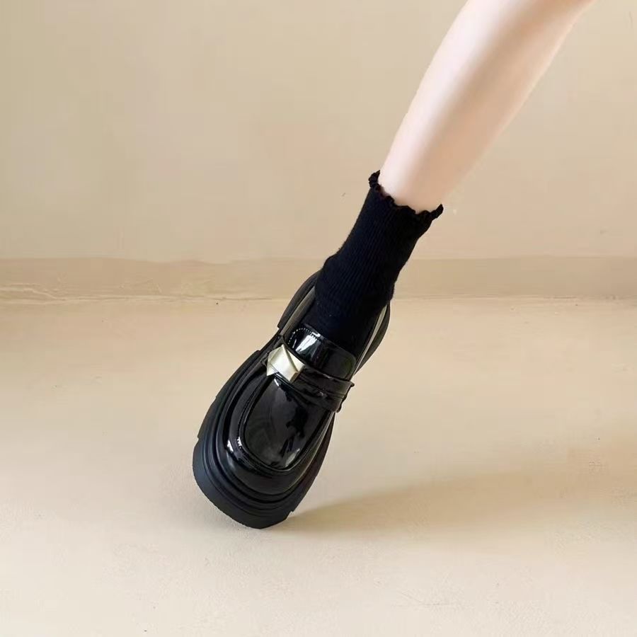 复古玛丽珍一脚蹬乐福鞋小皮鞋2025春秋新款黑色厚底英伦风女单鞋
