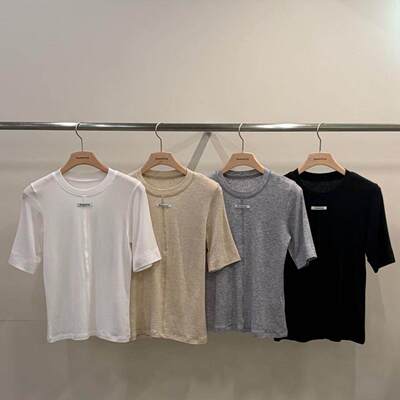 韩国东大门2026春季新品remaking圆领纯色百搭短袖T恤