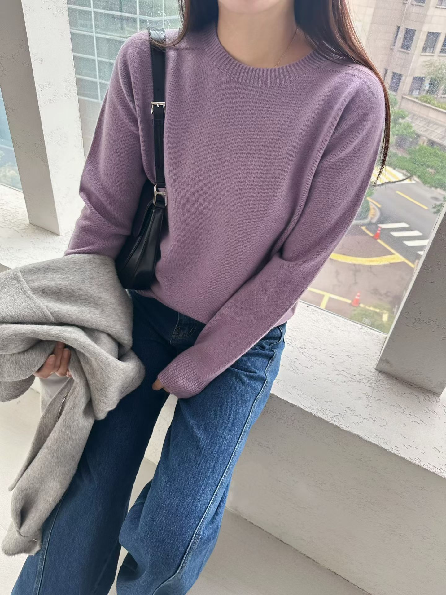 韩国东大门2025秋季新品2nd GATE时尚百搭圆领长袖针织衫女毛衣