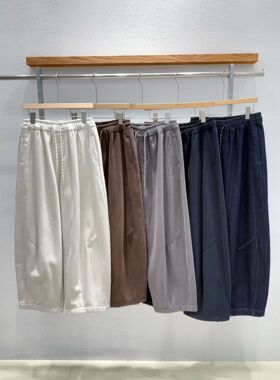 韩国东大门2026春新品INTRO时尚百搭纯色松紧腰宽松加绒休闲裤女