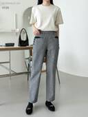 韩国东大门正品 2025冬新suan松紧腰格子加绒休闲裤 女330