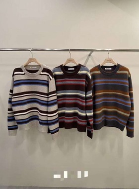 韩国东大门2025冬季新品remaking时尚百搭宽松条纹长袖针织衫