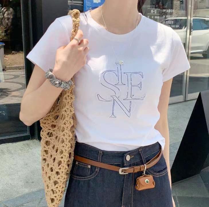 sienne-o韩国东大门代购2025夏季新款字母修身短袖T恤