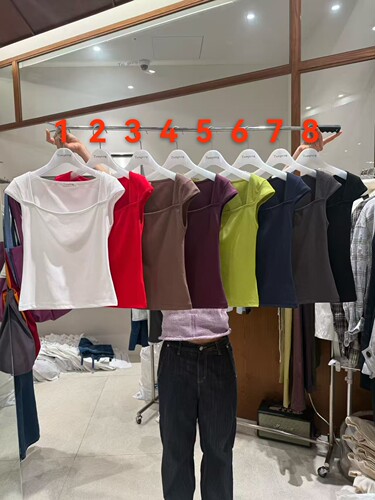 韩国东大门2026夏季新款tempting日常百搭个性方领纯色短袖T恤女