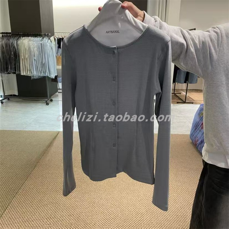 韩国东大门2025秋季新品ARTISANAL/wsrm休闲百搭圆领系扣上衣开衫