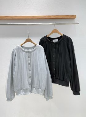 韩国东大门2026春新品INTRO时尚百搭纯色圆领长袖衬衫女