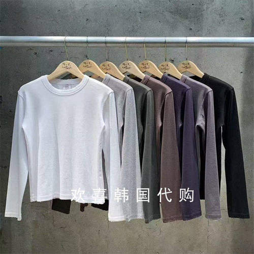 现韩国东大门2026新品GVR日常百搭简约净版纯色圆领长袖T恤