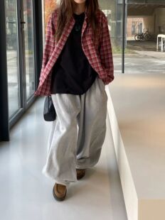 韩国东大门2026春新品oatmeal时尚百搭格子磨毛衬衫女
