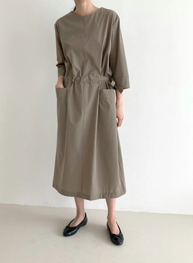 韩国东大门代购2025夏季新款neutra 气质系带连衣裙宽松显瘦潮