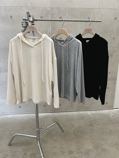 韩国东大门代购2025秋冬品cobalt blue纯色与帽宽松卫衣