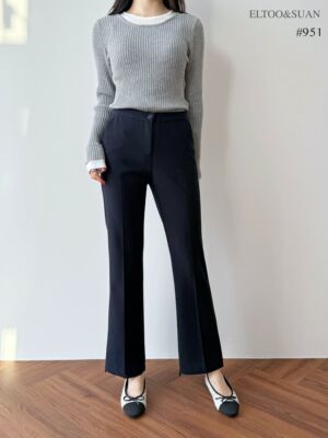 韩国东大门2026春新款ELTOO SUAN 背部松紧腰喇叭西裤951
