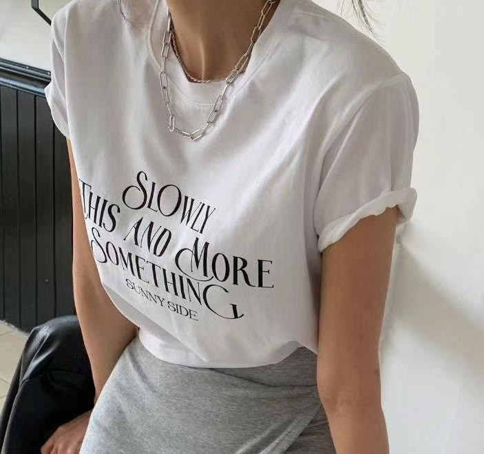 韩国东大门正品2025夏季新款sienne时尚百搭圆领字母短袖T恤女