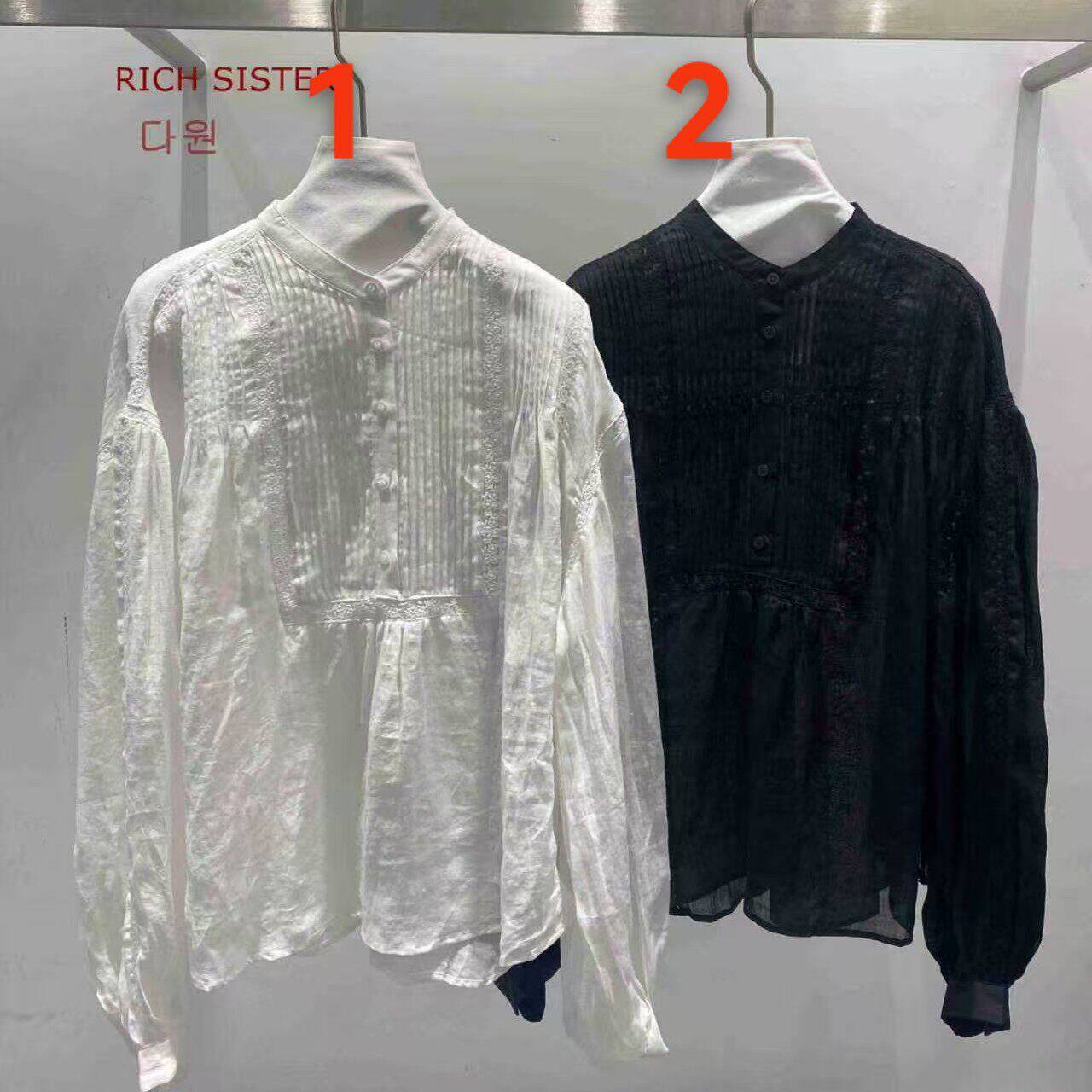 韩国东大门2026春季新款RICH SISTER笼袖蕾丝边小衫减龄百搭上衣