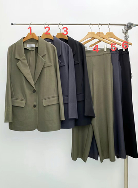 韩国东大门代购2025春夏新Neutra 二粒扣西装外套+高腰直筒裤套装