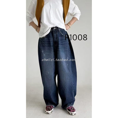 韩国东大门2025秋季新品ITZEL复古个性百搭直筒显瘦休闲牛仔裤