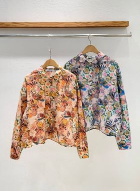 韩国东大门2026春新品INTRO时尚百搭印花长袖衬衫女