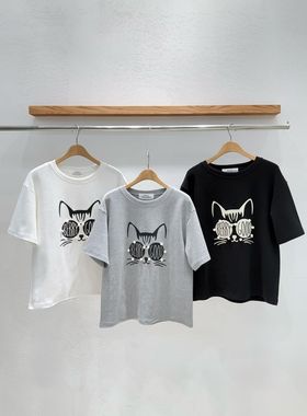 韩国东大门2026春新品INTRO时尚百搭卡通印花短袖T恤女