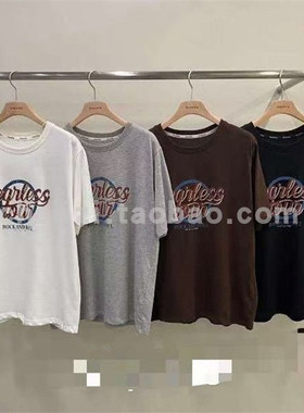 韩国东大门2025秋季新品REMAKING创意字母图案印花宽松短袖T恤