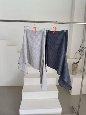 韩国东大门2026春新品 oatmeal 减龄时尚气质不规则格子半身裙