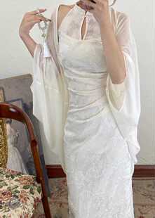 【I do 求婚裙】新中式连衣裙女春季清冷感复古改良旗袍白色长裙