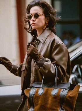 美拉德风复古机车风全进口蛋白环保pu皮夹克外套