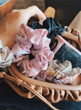 sli*奢华顺滑重磅缎面大号小号真丝头绳发饰发圈 两个尺寸