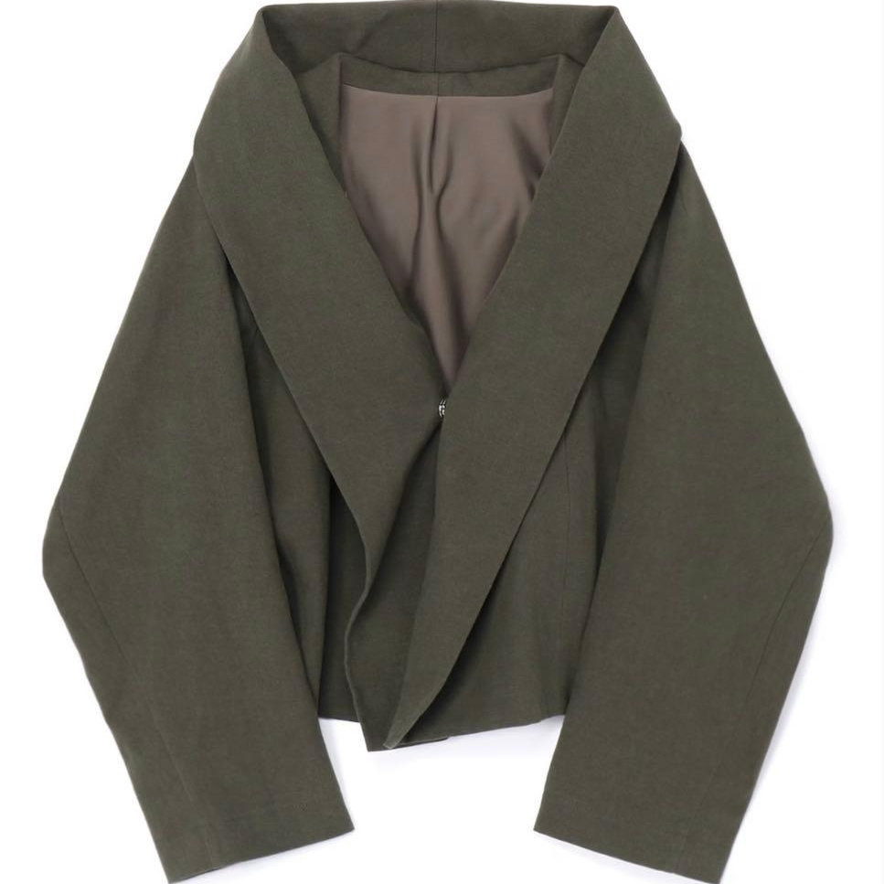 新 山本耀司 Yohji Yamamoto 异形 大翻领 连帽 短款 夹克 外套