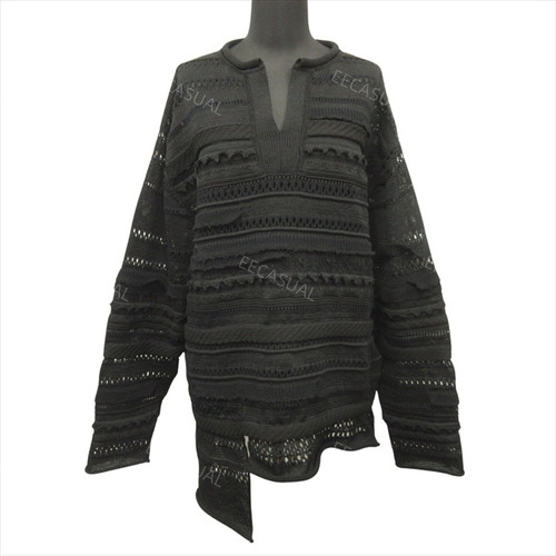 新品 山本耀司 ys 黑色蕾丝镂空不规则针织外套 24SS