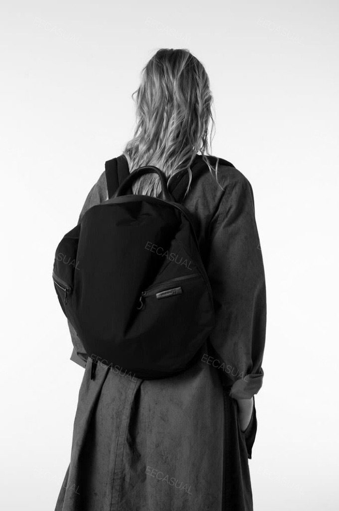 山本耀司yohji ys 定番黑色圆形尼龙背包双肩包电脑包