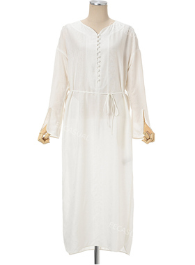 Mame Kurogouchi 白色花卉提花真丝连衣裙23PreFall