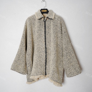 国内现货山本耀司ys系列粗花呢羊毛毛呢大衣 非常重工