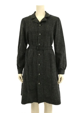 ARTS&SCIENCE 灰色系带羊毛亚麻 单排扣 大衣 长款 外套