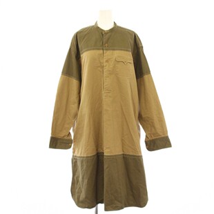 908 中长款 棕色接拼 连衣裙 立领 外套 45R