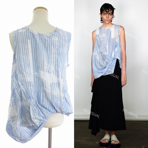 山本耀司 ys 蓝色斜边扣子不规则上衣 24SS 定番版型