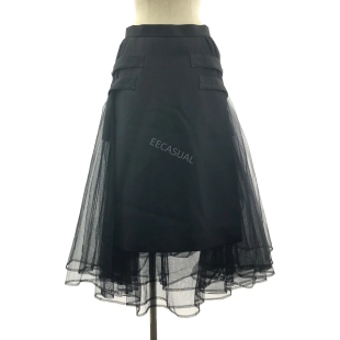 Kei M码 Ninomiya 19AW薄纱拼接侧腰带羊毛马海毛 二宫启 Noir