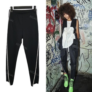 20ss黑色锯齿边女士长裤 feu 裤 子 饰 山本里美 白边装 LIMI