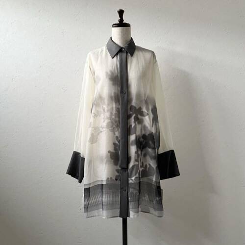 新品 ADORE 透视 黑白印花 女士长袖衬衫 日本制