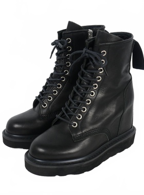 MIHARA YASUHIRO x LIMI feu 黑色 牛皮 系带 坡跟靴子 三原康裕