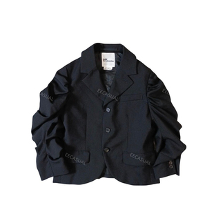 cdg Noir Kei Ninomiya 二宫启 黑色褶皱袖100羊毛西装外套 20AW