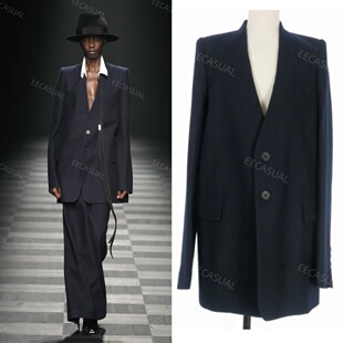 新品 ANN DEMEULEMEESTER 秀款 海蓝色羊毛西装外套 22AW