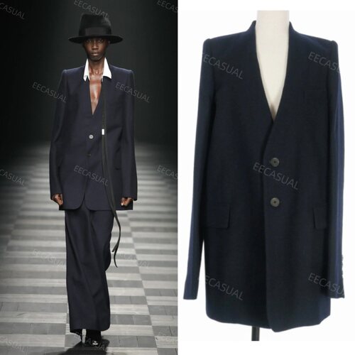 新品 ANN DEMEULEMEESTER 秀款 海蓝色羊毛西装外套 22AW