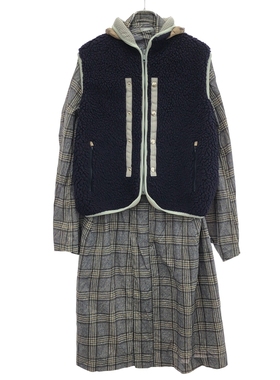 kolor BEACON  Boa 羊羔毛 背心 格纹长款 羊毛外套 19AW