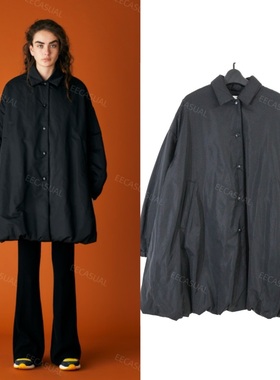 *nagonstans 黑色长款A字宽摆棉衣外套 21AW