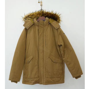 国内现货 stussy 棕色连帽毛领羽绒服滑雪服 超保暖厚实